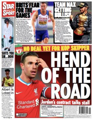 Daily Star back page - 'Hend of the road'