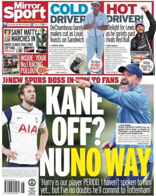 Saturday's Daily Mirror back page